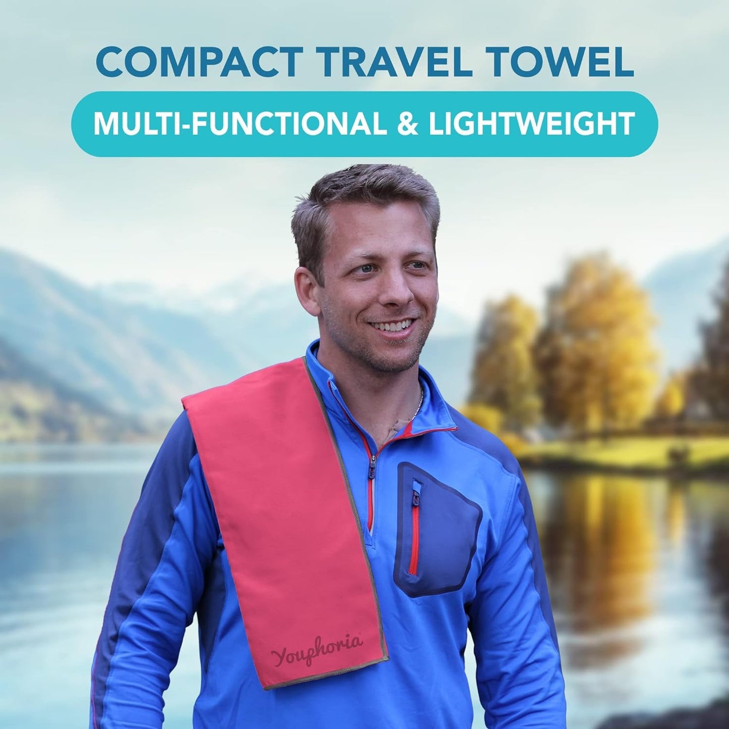 Youphoria Microfiber Travel Towel Fast Drying Lightweight - Quick Dry Towel for Camping, Beach, Backpacking, Hiking & Sport