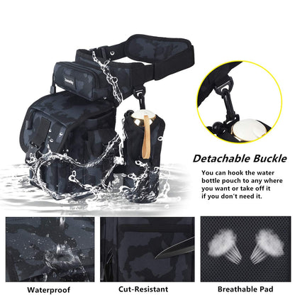 Jueachy Drop Leg Bag for Men Tactical Metal Detecting Thigh Pack with Water Bottle Pouch
