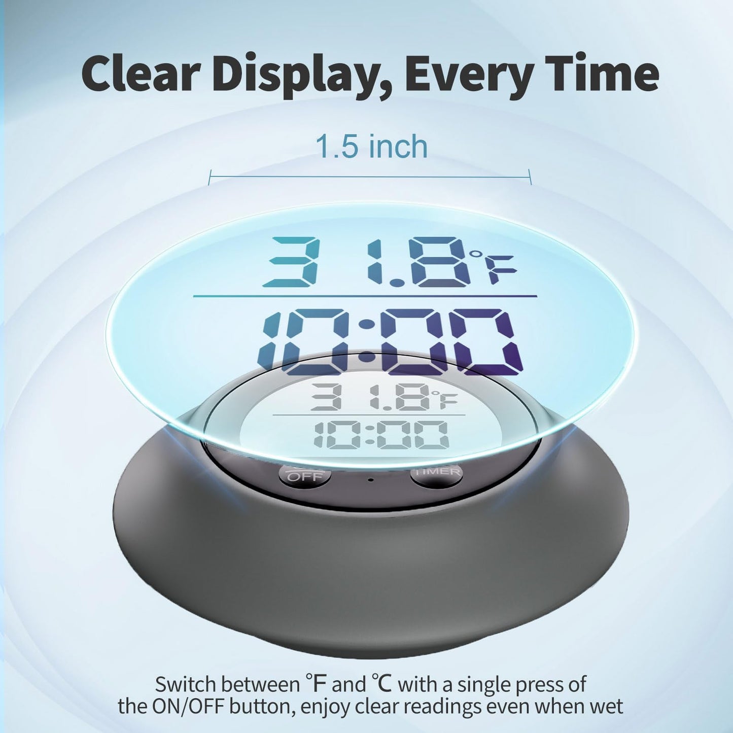 Silicone Cover Ice Bath Thermometer with Timer, Waterproof Floating Cold Plunge Thermometer, Water Thermometer for Ice Bath Tub Accurate Recovery(Black)