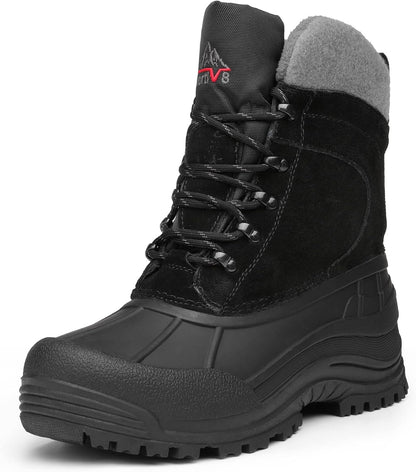 NORTIV 8 Men's Insulated Waterproof Winter Snow Boots TERREY | Sealed Build Keeps Feet Dry; Toe Cap Guards against Impacts; Rubber Outsole Boosts Grip