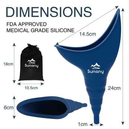 Female Urination Device,Reusable Silicone Female Urinal Foolproof Women Pee Funnel Allows Women to Pee Standing Up,Women's Urinal with Drawstring Bags is The Perfect Companion for Travel and Outdoor