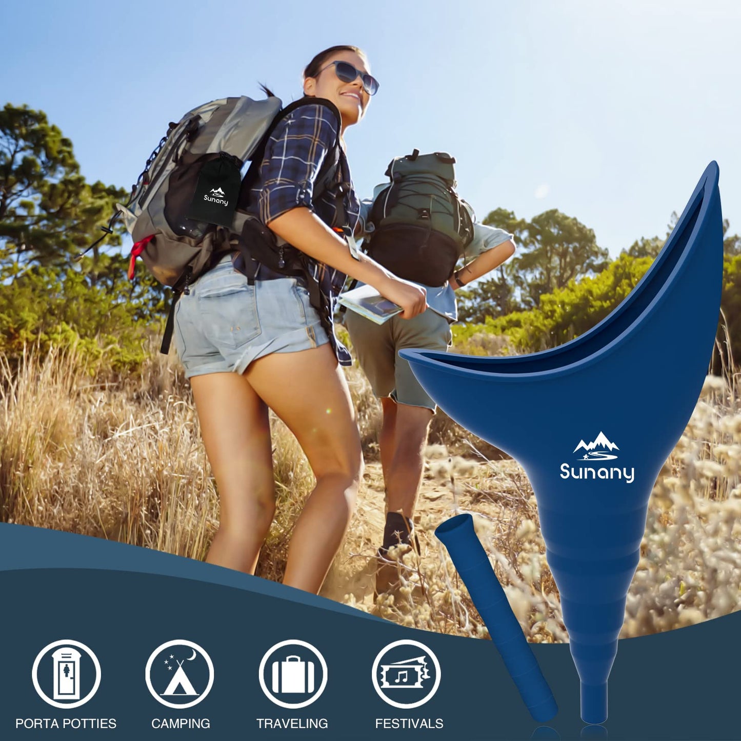 Female Urination Device,Reusable Silicone Female Urinal Foolproof Women Pee Funnel Allows Women to Pee Standing Up,Women's Urinal with Drawstring Bags is The Perfect Companion for Travel and Outdoor