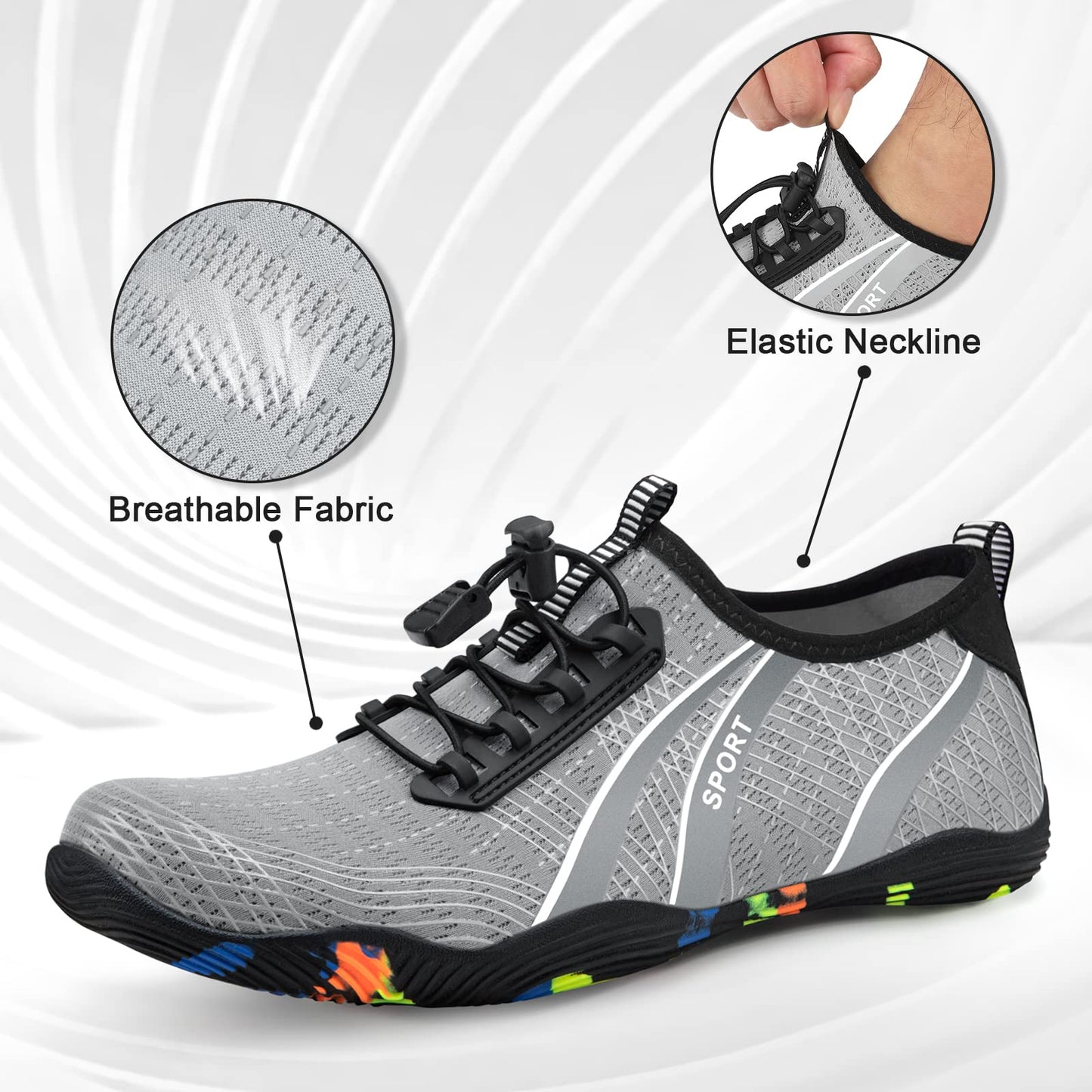 ATHMILE Water Shoes for Men Women River Shoes Adult Swim Beach Lake Pool Aqua Socks Barefoot Quick Dry for Hiking Surfing Kayaking Size