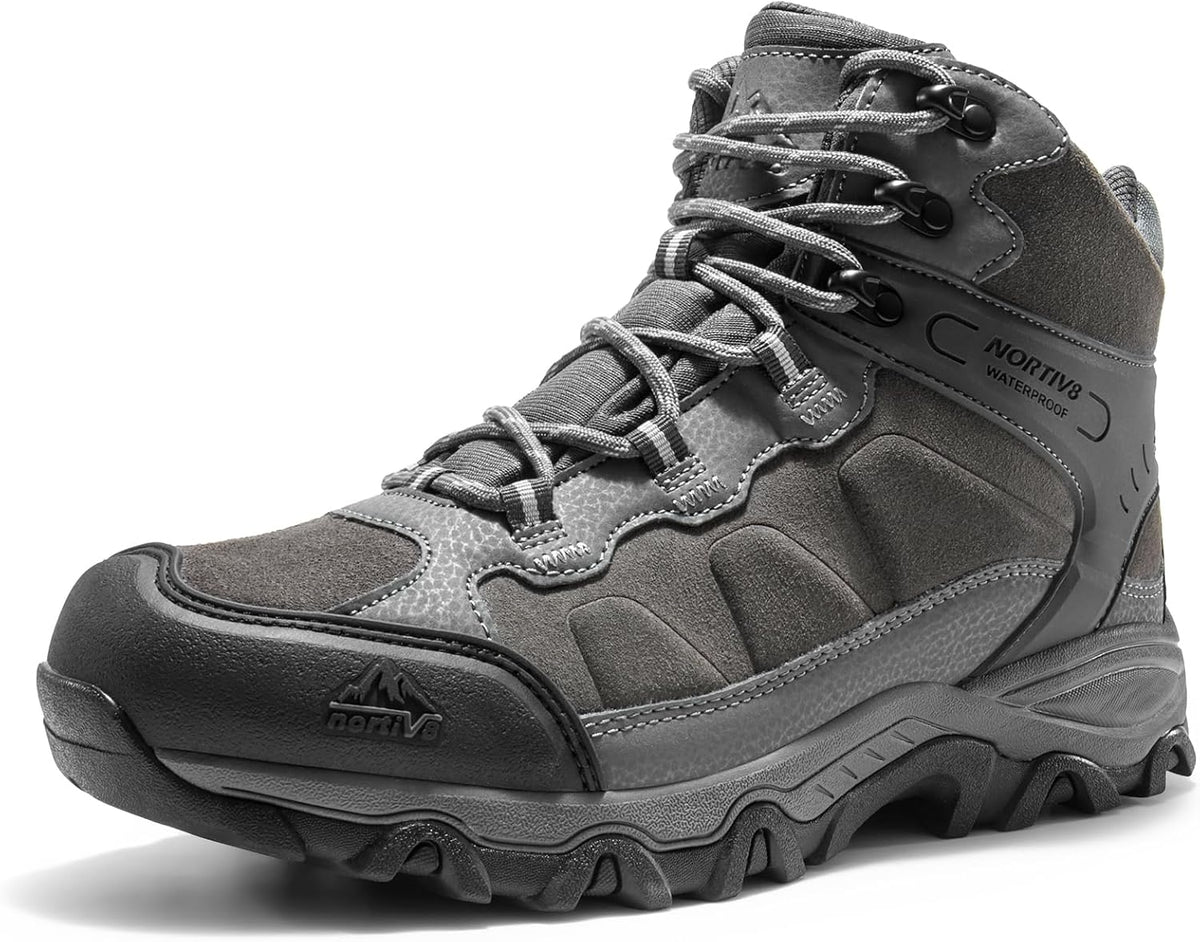 NORTIV 8 Men's Waterproof Lightweight Hiking Boots | Mid Top Suede Hiking Boots for Outdoor Trekking, Camping and Mountaineering Paladin