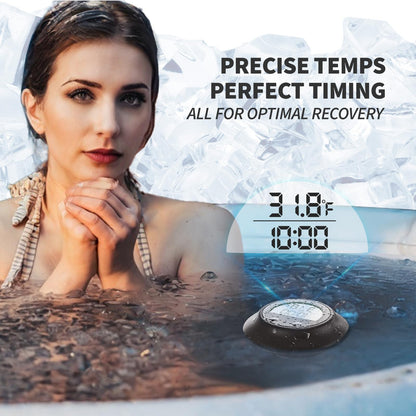 Silicone Cover Ice Bath Thermometer with Timer, Waterproof Floating Cold Plunge Thermometer, Water Thermometer for Ice Bath Tub Accurate Recovery(Black)