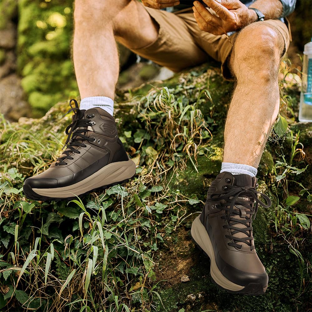 NORTIV 8 Men's Waterproof Hiking Boots Lightweight Non-Slip Outdoor Ankle Trekking Boots Expedition