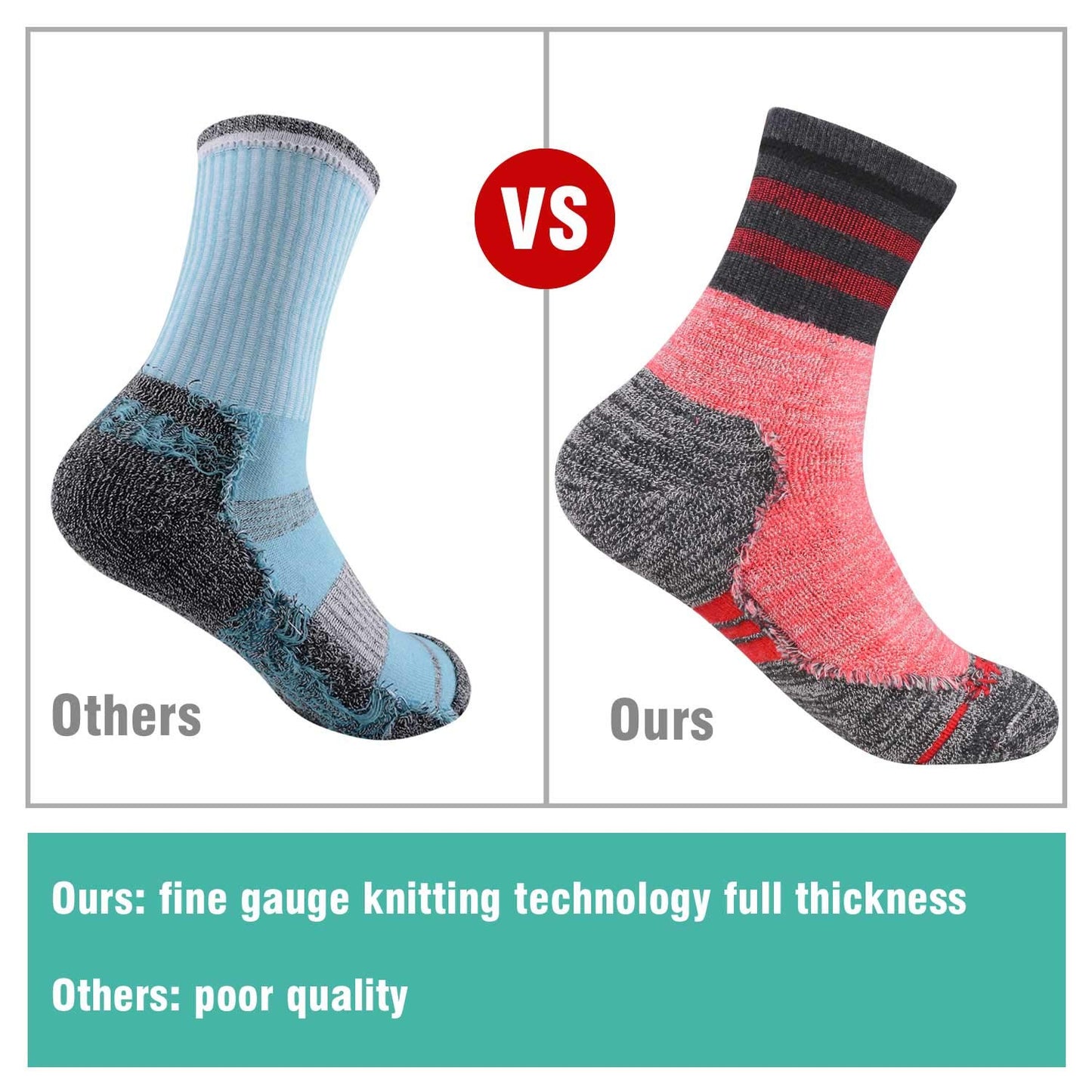 FEIDEER Women's Hiking Walking Socks, Multi-pack Outdoor Recreation Socks Wicking Cushion Crew Socks