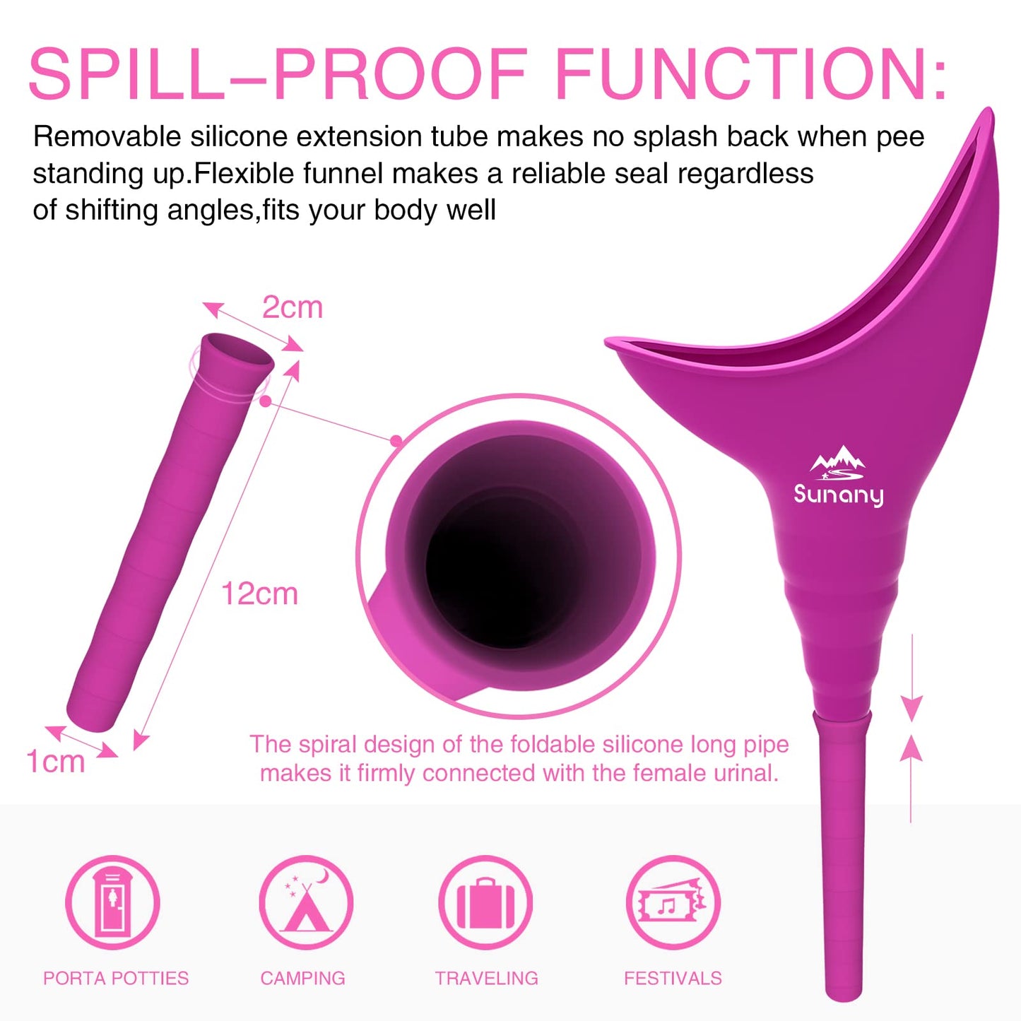 Female Urination Device,Reusable Silicone Female Urinal Foolproof Women Pee Funnel Allows Women to Pee Standing Up,Women's Urinal with Drawstring Bags is The Perfect Companion for Travel and Outdoor