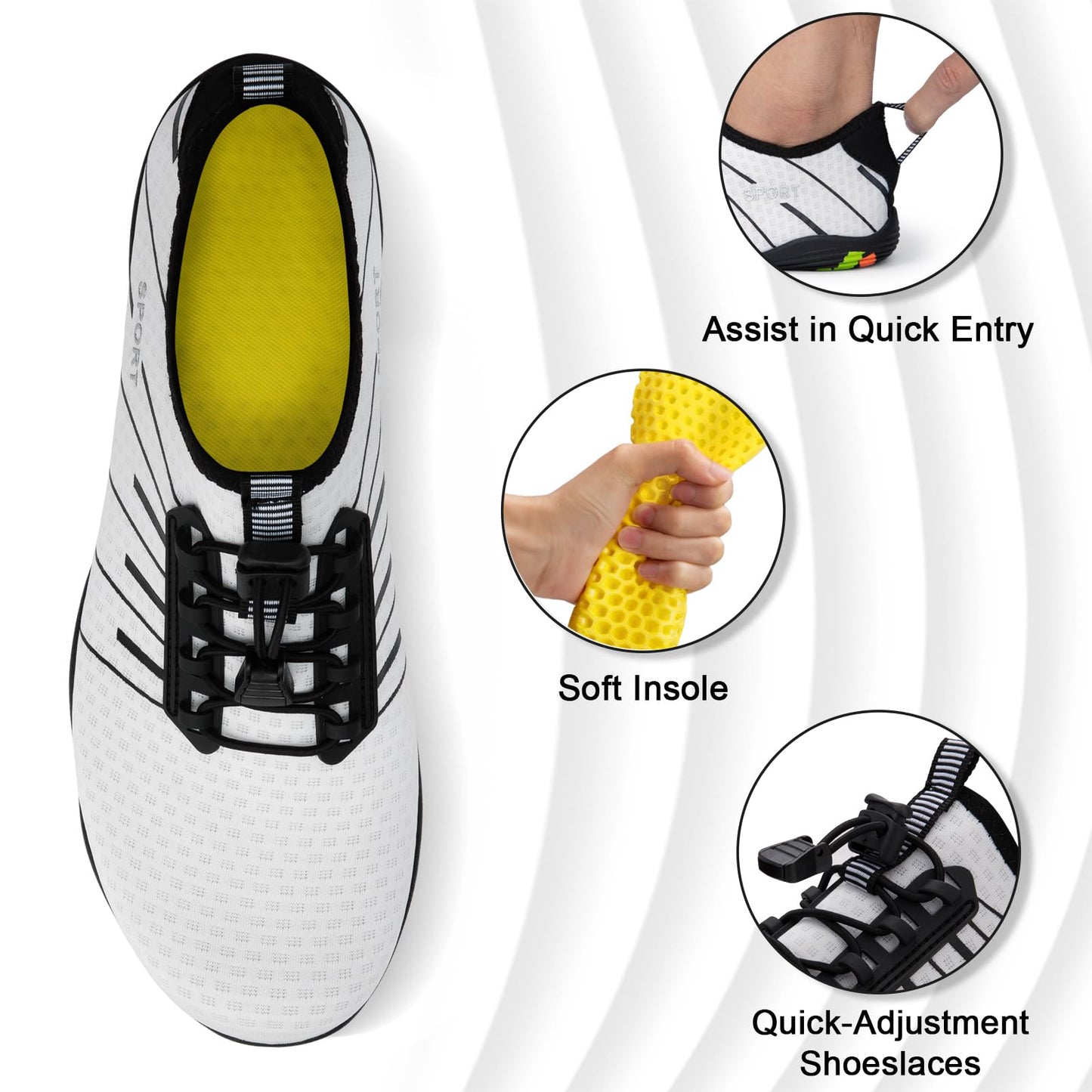 ATHMILE Water Shoes for Men Women River Shoes Adult Swim Beach Lake Pool Aqua Socks Barefoot Quick Dry for Hiking Surfing Kayaking Size