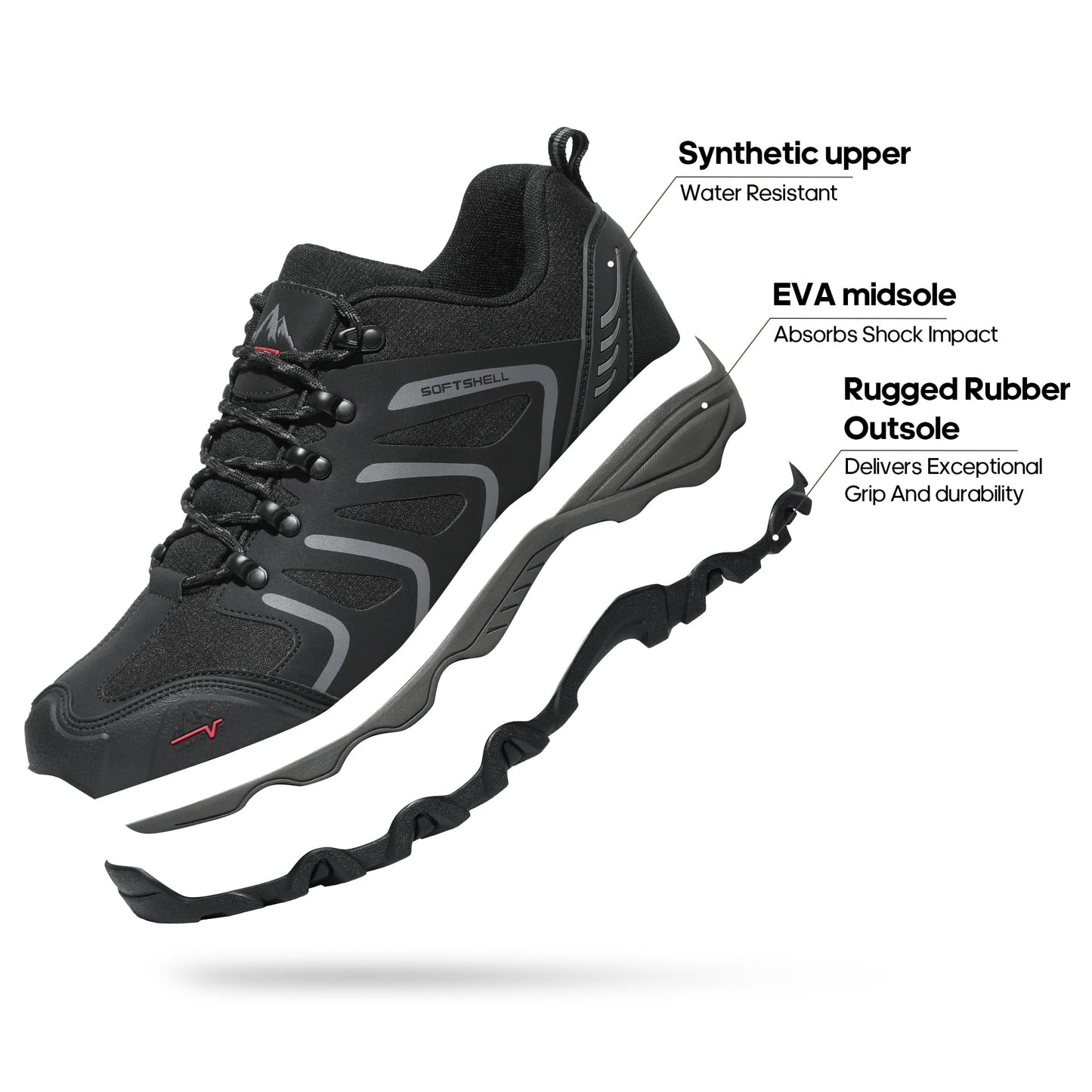 NORTIV 8 Men's Low Top Waterproof Hiking Shoes Trekking Trails Outdoor Work Shoes