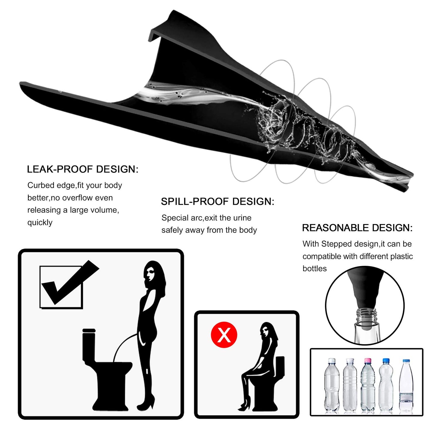 Female Urination Device,Reusable Silicone Female Urinal Foolproof Women Pee Funnel Allows Women to Pee Standing Up,Women's Urinal with Drawstring Bags is The Perfect Companion for Travel and Outdoor