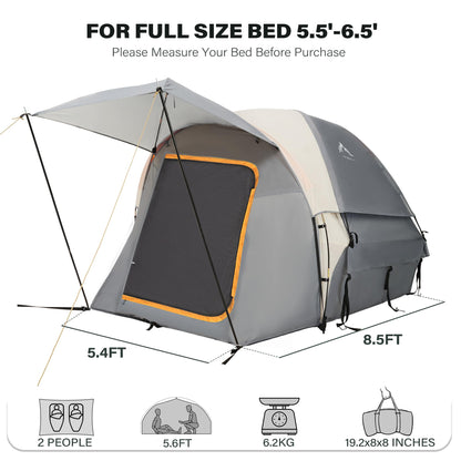 Pickup Truck Tent, Waterproof PU2000mm Double Layer for 6.5 FT Truck Bed, Portable Truck Bed Tent for Camping, Blue