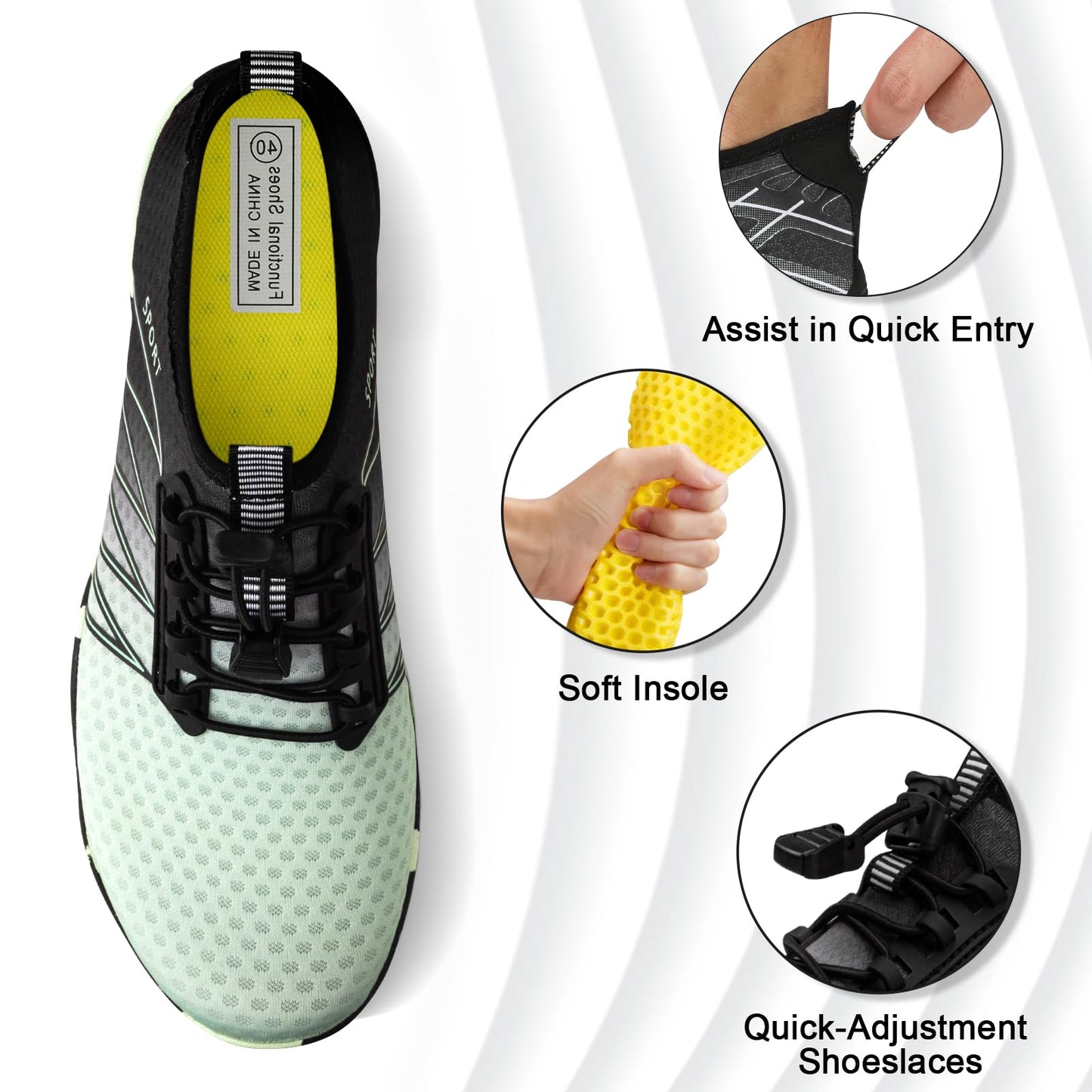 ATHMILE Water Shoes for Men Women River Shoes Adult Swim Beach Lake Pool Aqua Socks Barefoot Quick Dry for Hiking Surfing Kayaking Size