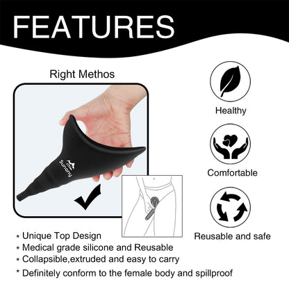 Female Urination Device,Reusable Silicone Female Urinal Foolproof Women Pee Funnel Allows Women to Pee Standing Up,Women's Urinal with Drawstring Bags is The Perfect Companion for Travel and Outdoor