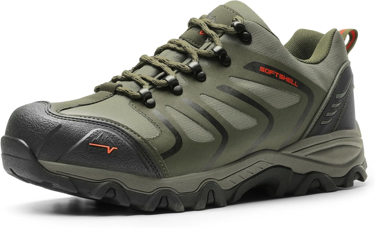 NORTIV 8 Men's Low Top Waterproof Hiking Shoes | Rubber Toe Cap, Slip-Resistant Outsole and Cushioned Comfort Provide Support for Hiking, Trekking and Outdoor Adventures