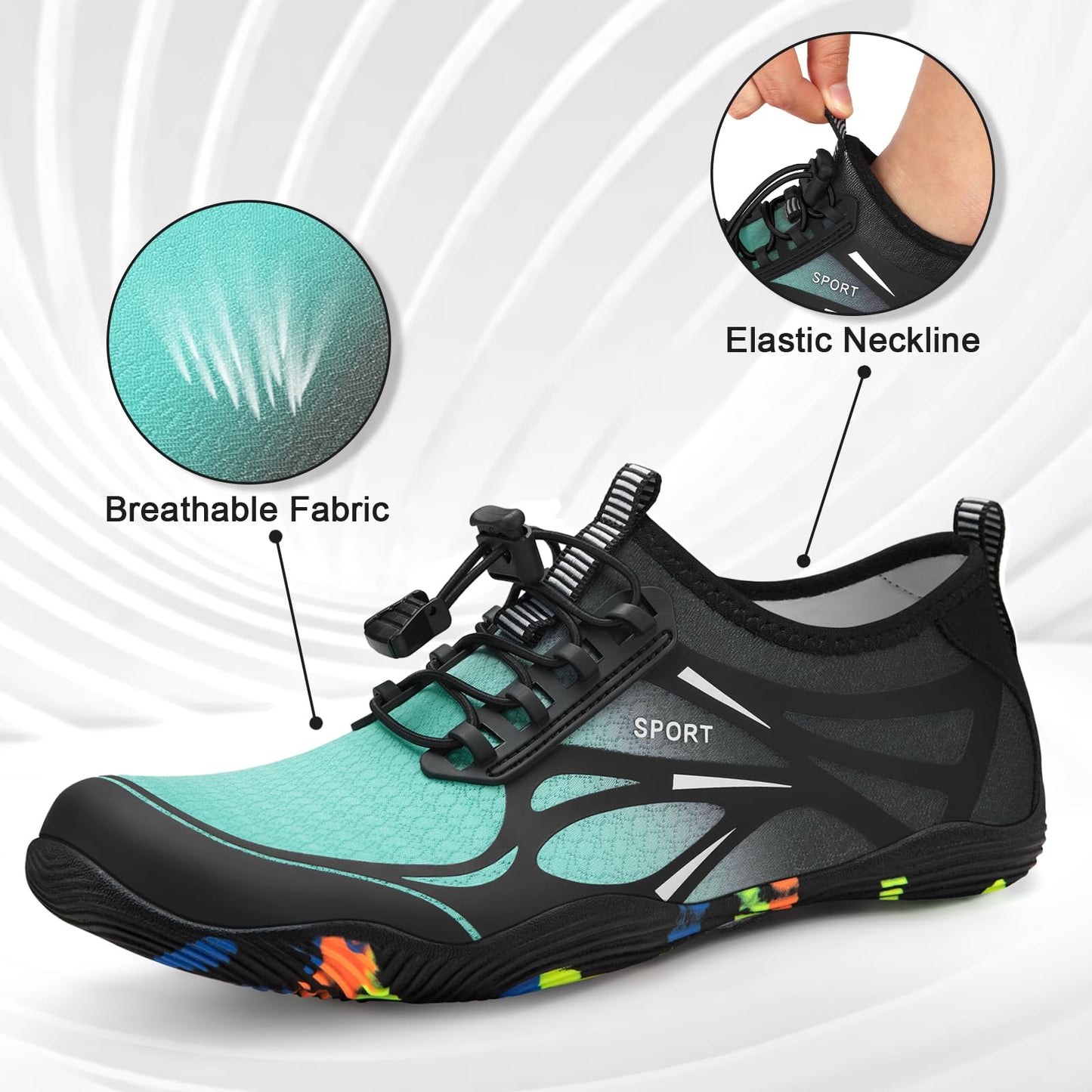 ATHMILE Water Shoes for Men Women River Shoes Adult Swim Beach Lake Pool Aqua Socks Barefoot Quick Dry for Hiking Surfing Kayaking Size