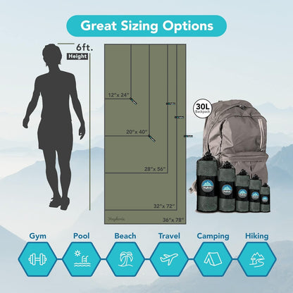 Youphoria Microfiber Travel Towel Fast Drying Lightweight - Quick Dry Towel for Camping, Beach, Backpacking, Hiking & Sport