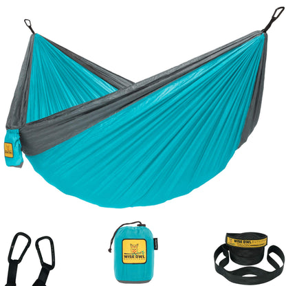Wise Owl Outfitters Hammock for Camping Hammocks Gear for The Outdoors Backpacking Survival or Travel - Portable Lightweight Parachute Nylon - Up to 500lbs
