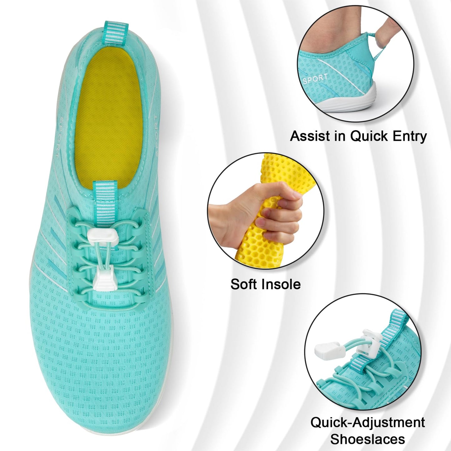 ATHMILE Water Shoes for Men Women River Shoes Adult Swim Beach Lake Pool Aqua Socks Barefoot Quick Dry for Hiking Surfing Kayaking Size