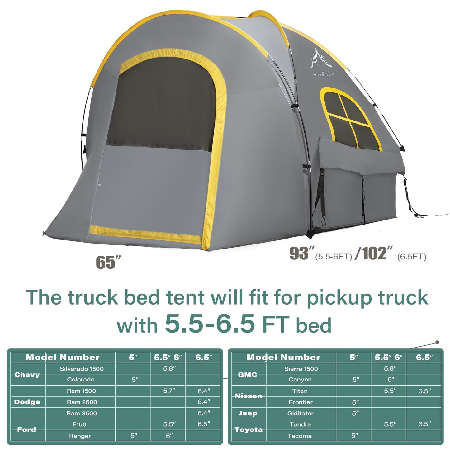 Pickup Truck Tent, Waterproof PU2000mm Double Layer for 6.5 FT Truck Bed, Portable Truck Bed Tent for Camping, Blue