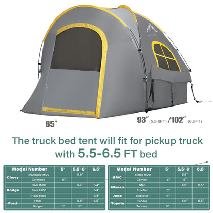 Pickup Truck Tent, Waterproof PU2000mm Double Layer for 6.5 FT Truck Bed, Portable Truck Bed Tent for Camping, Blue