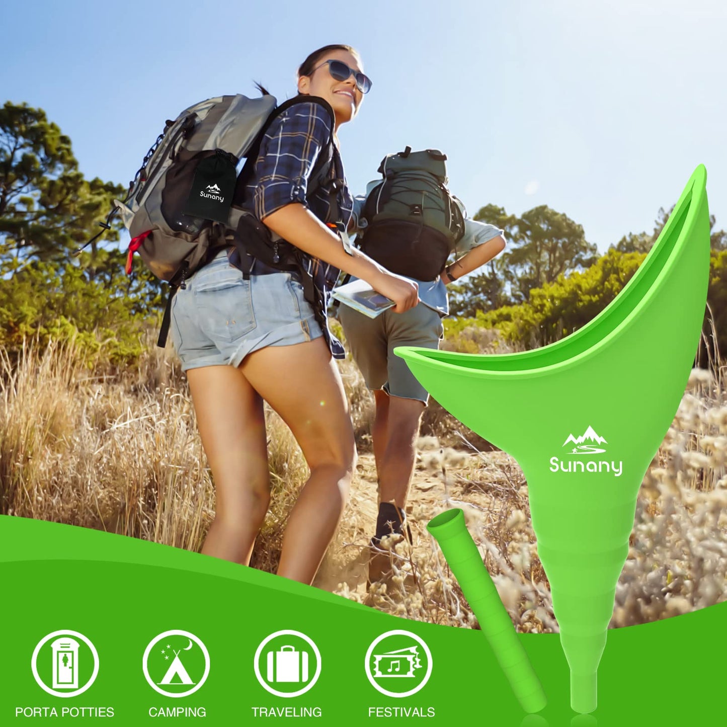 Female Urination Device,Reusable Silicone Female Urinal Foolproof Women Pee Funnel Allows Women to Pee Standing Up,Women's Urinal with Drawstring Bags is The Perfect Companion for Travel and Outdoor