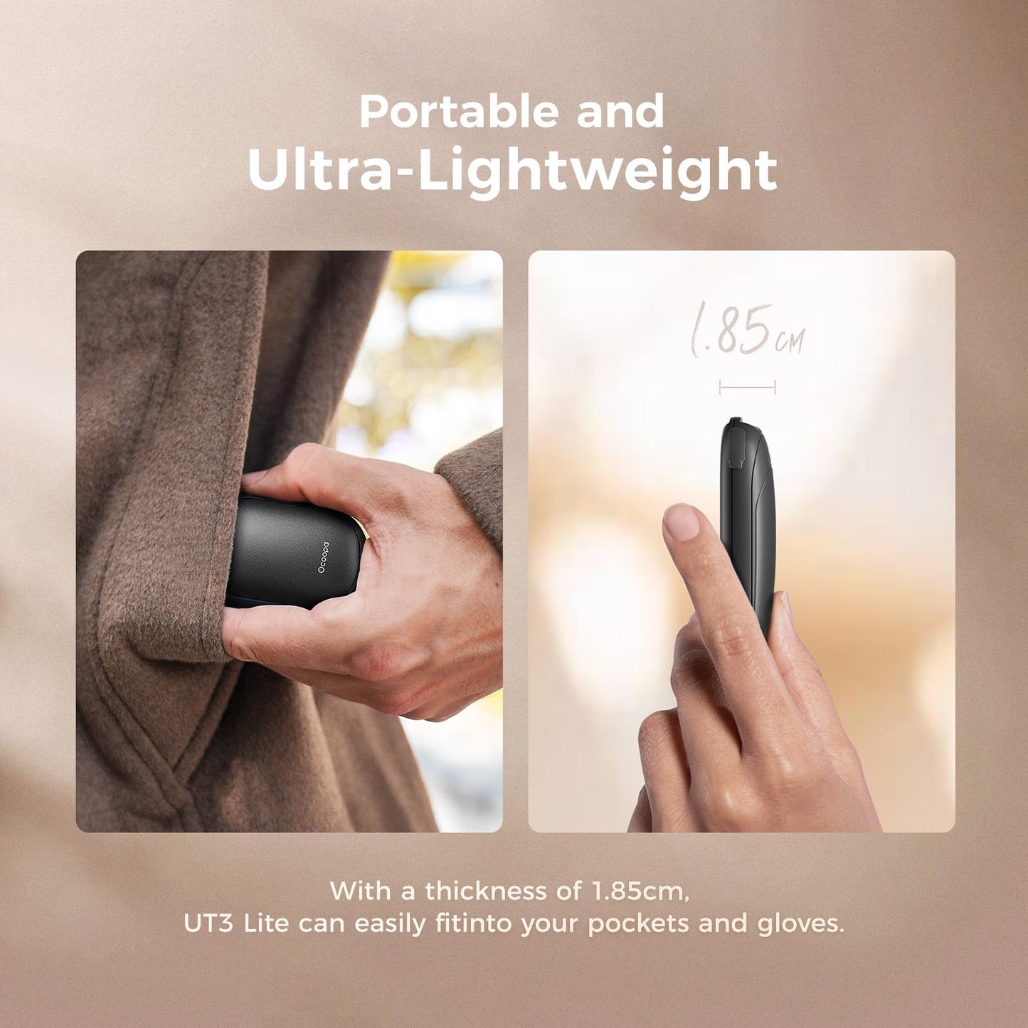 OCOOPA Magnetic Hand Warmers Rechargeable 2 Pack, AI Electric Handwarmers, Fast Heating, 3-Settings, UL Certified, Portable Heater, Gloves Fitting, Travel Essentials, Gifts Women Men, UT3 Lite