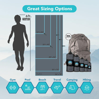 Youphoria Microfiber Travel Towel Fast Drying Lightweight - Quick Dry Towel for Camping, Beach, Backpacking, Hiking & Sport