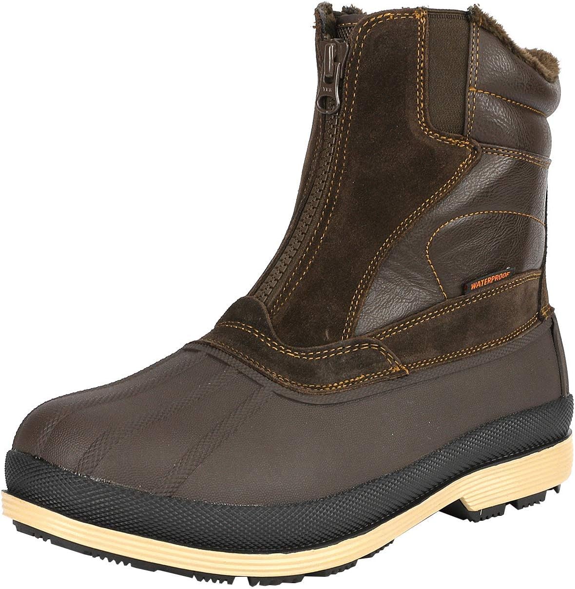 NORTIV 8 Men's Zip Winter Snow Boots Slip on | Men's Insulated Waterproof Winter Snow Boots—Warm Outdoor Boots for Cold Weather