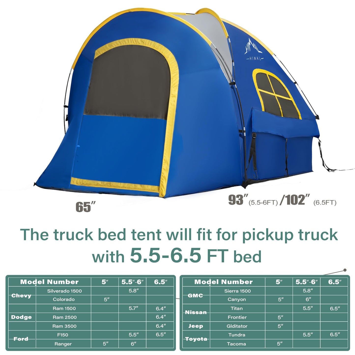 Pickup Truck Tent, Waterproof PU2000mm Double Layer for 6.5 FT Truck Bed, Portable Truck Bed Tent for Camping, Blue