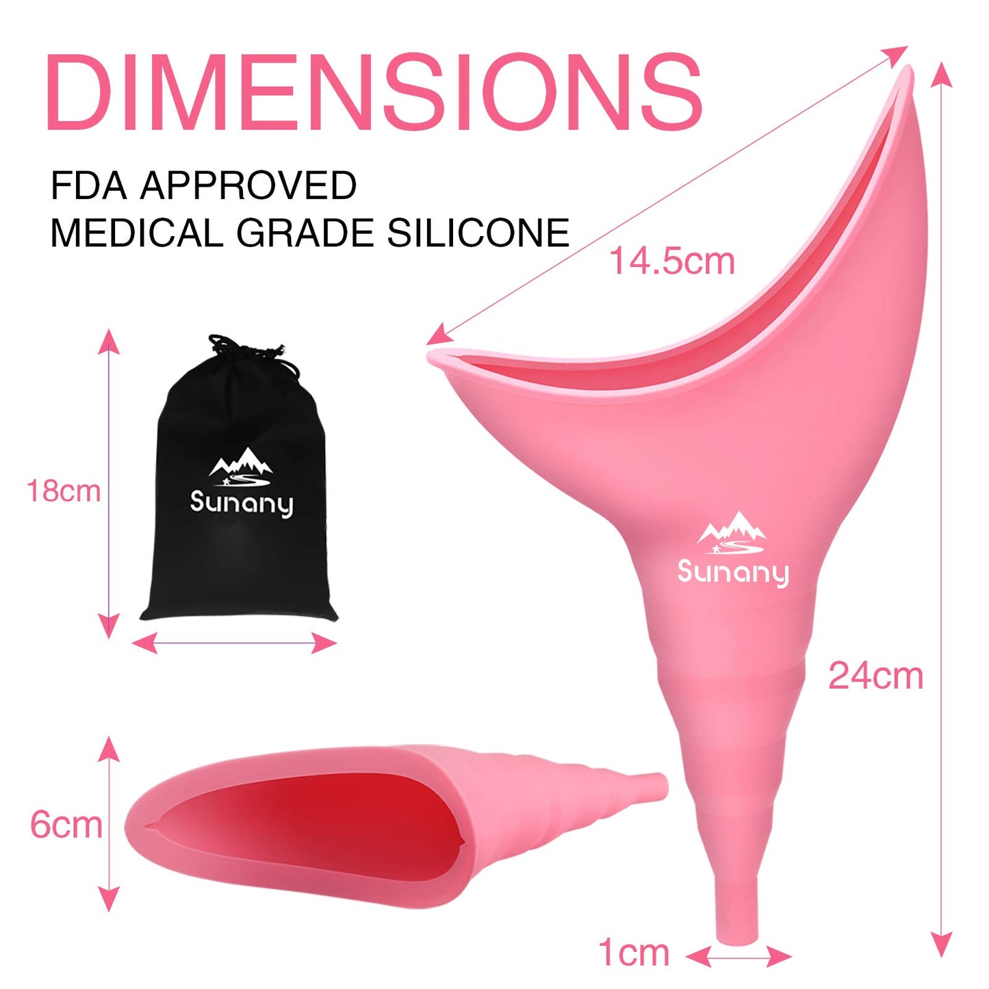 Female Urination Device,Reusable Silicone Female Urinal Foolproof Women Pee Funnel Allows Women to Pee Standing Up,Women's Urinal with Drawstring Bags is The Perfect Companion for Travel and Outdoor