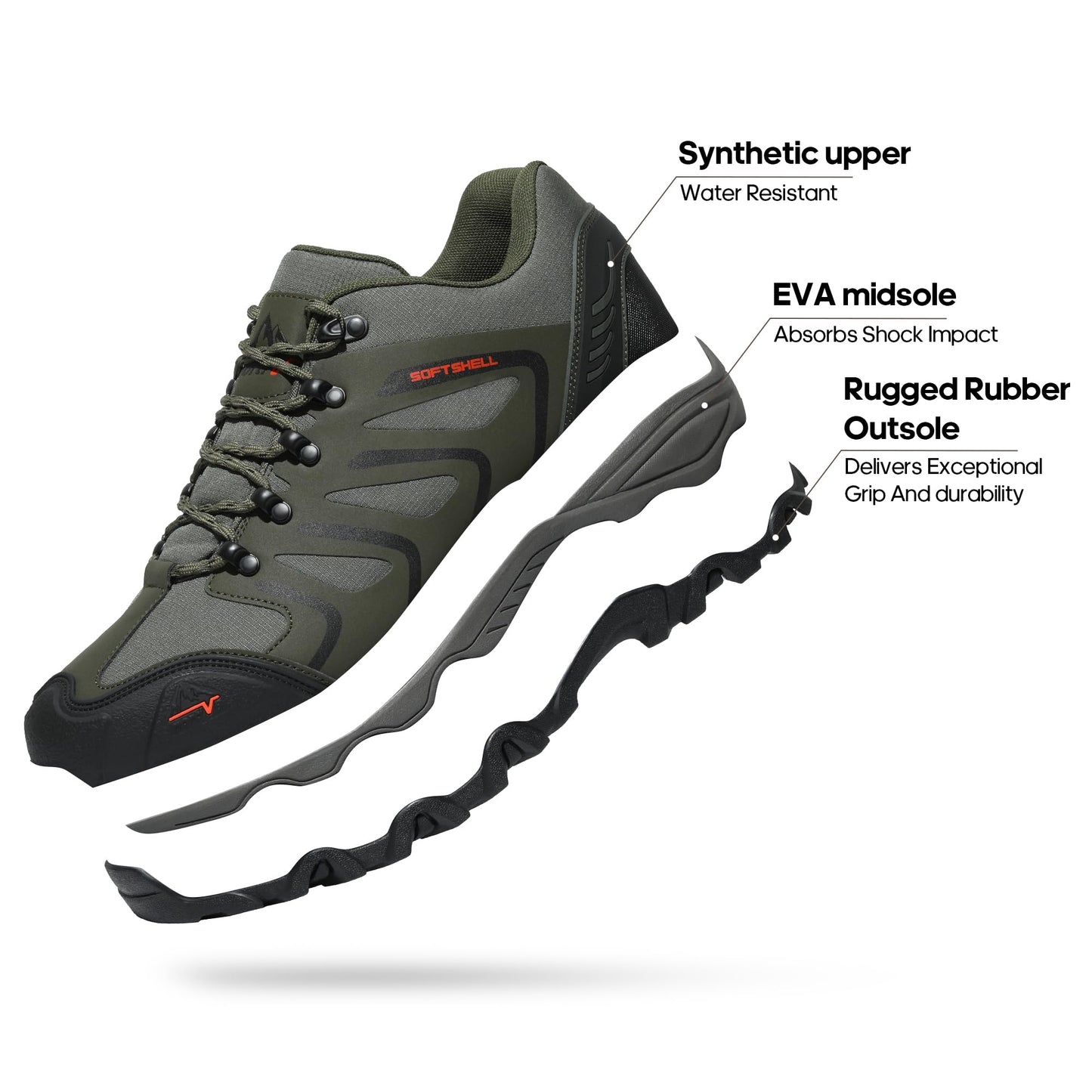 NORTIV 8 Men's Low Top Waterproof Hiking Shoes Trekking Trails Outdoor Work Shoes