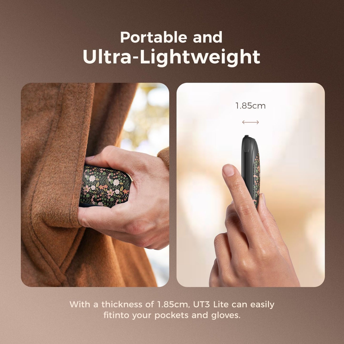 OCOOPA Magnetic Hand Warmers Rechargeable 2 Pack, AI Electric Handwarmers, Fast Heating, 3-Settings, UL Certified, Portable Heater, Gloves Fitting, Travel Essentials, Gifts Women Men, UT3 Lite