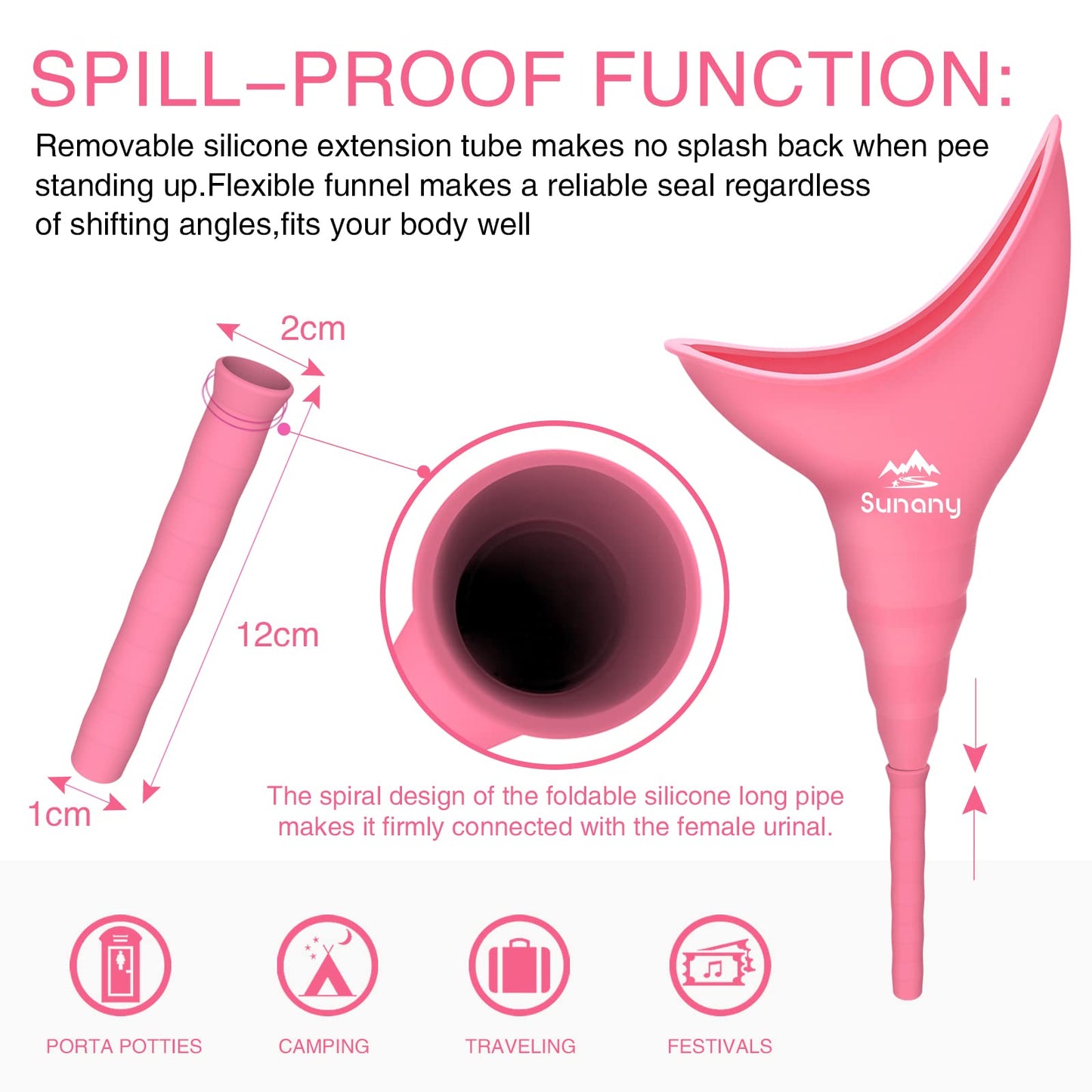 Female Urination Device,Reusable Silicone Female Urinal Foolproof Women Pee Funnel Allows Women to Pee Standing Up,Women's Urinal with Drawstring Bags is The Perfect Companion for Travel and Outdoor