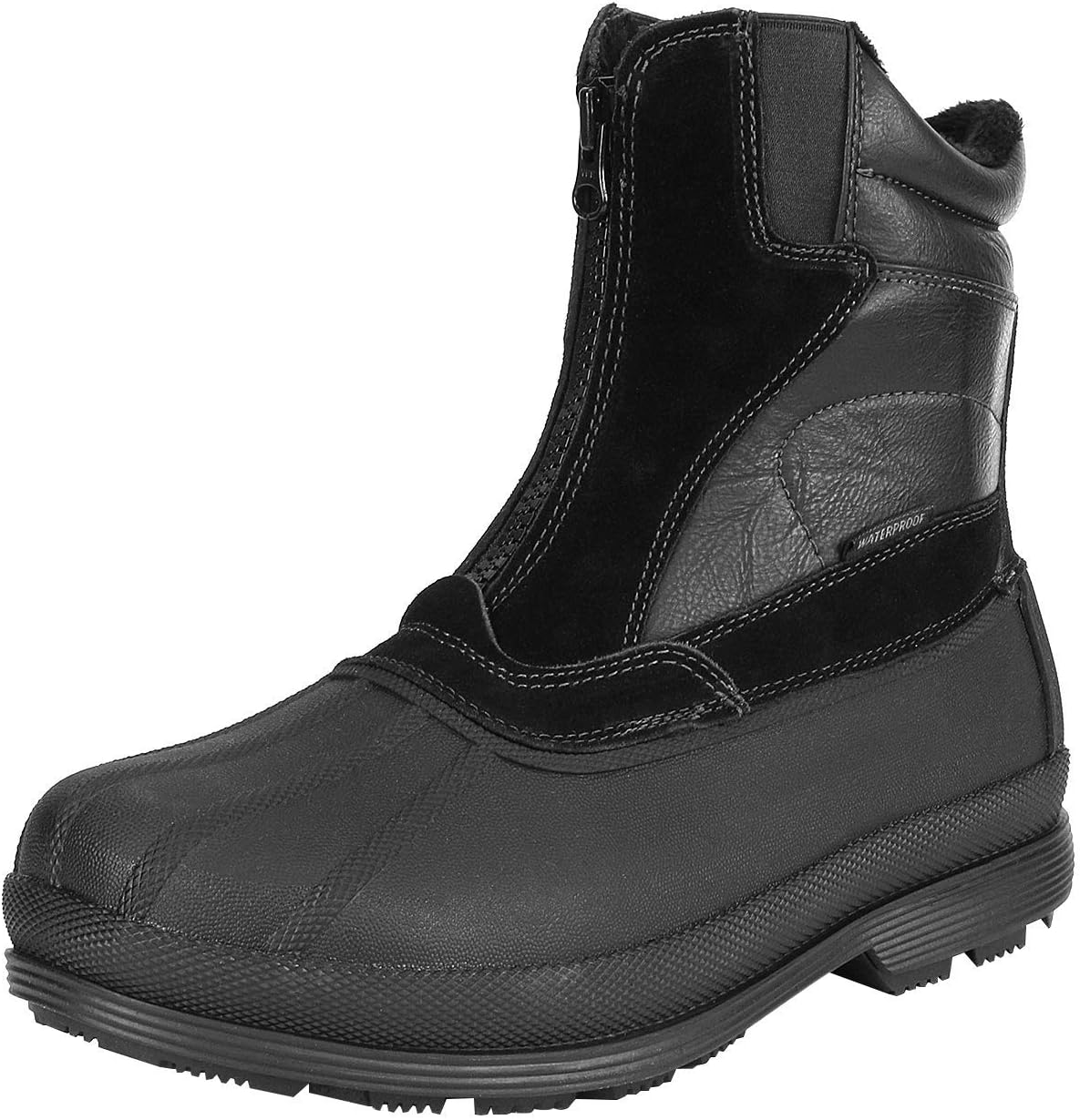 NORTIV 8 Men's Zip Winter Snow Boots Slip on | Men's Insulated Waterproof Winter Snow Boots—Warm Outdoor Boots for Cold Weather