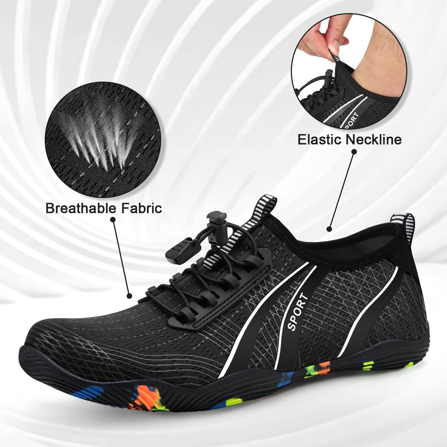 ATHMILE Water Shoes for Men Women River Shoes Adult Swim Beach Lake Pool Aqua Socks Barefoot Quick Dry for Hiking Surfing Kayaking Size