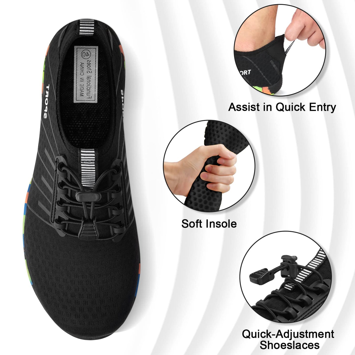 ATHMILE Water Shoes for Men Women River Shoes Adult Swim Beach Lake Pool Aqua Socks Barefoot Quick Dry for Hiking Surfing Kayaking Size