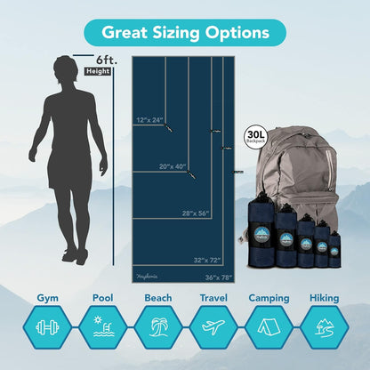 Youphoria Microfiber Travel Towel Fast Drying Lightweight - Quick Dry Towel for Camping, Beach, Backpacking, Hiking & Sport