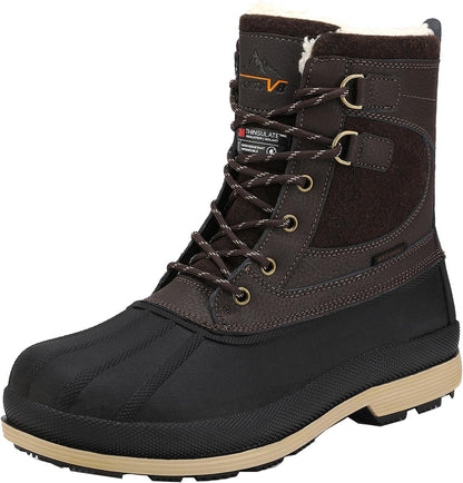NORTIV 8 Men's Waterproof Winter Snow Boots | 200g Insulation Retains Heat to -25°F; Sealed Build Keeps Feet Dry; Rubber Outsole Boosts Grip AVENUE