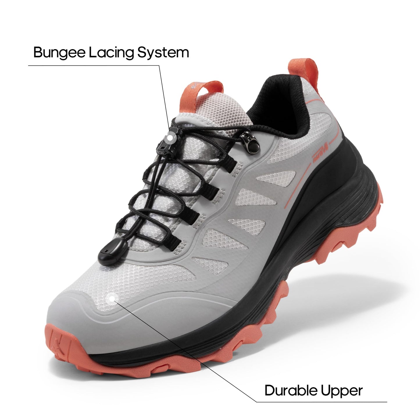 NORTIV 8 Women's Waterproof Hiking Shoes Quick Laces Outdoors Walking Trekking Camping Tennis Sneakers Canyon