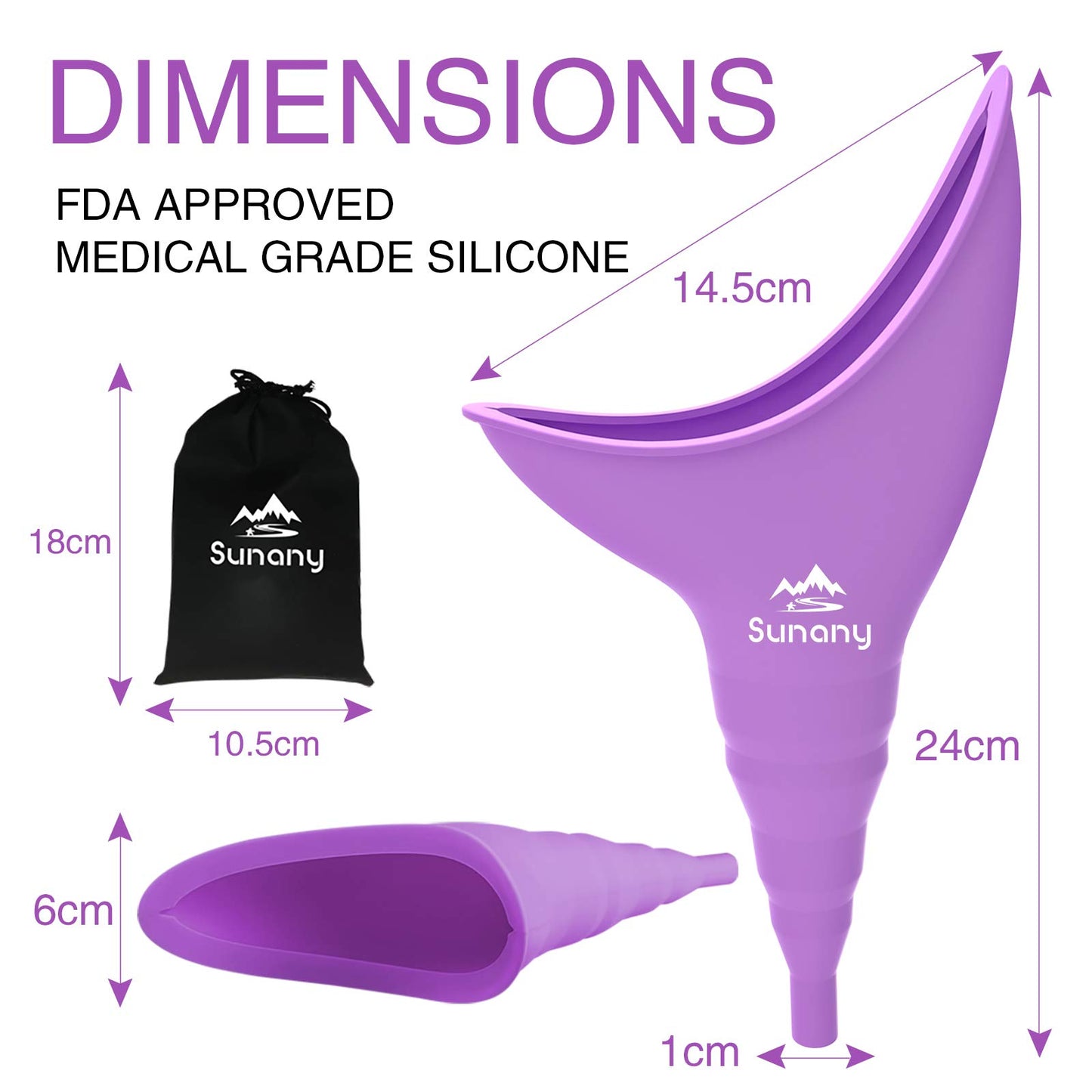 Female Urination Device,Reusable Silicone Female Urinal Foolproof Women Pee Funnel Allows Women to Pee Standing Up,Women's Urinal with Drawstring Bags is The Perfect Companion for Travel and Outdoor