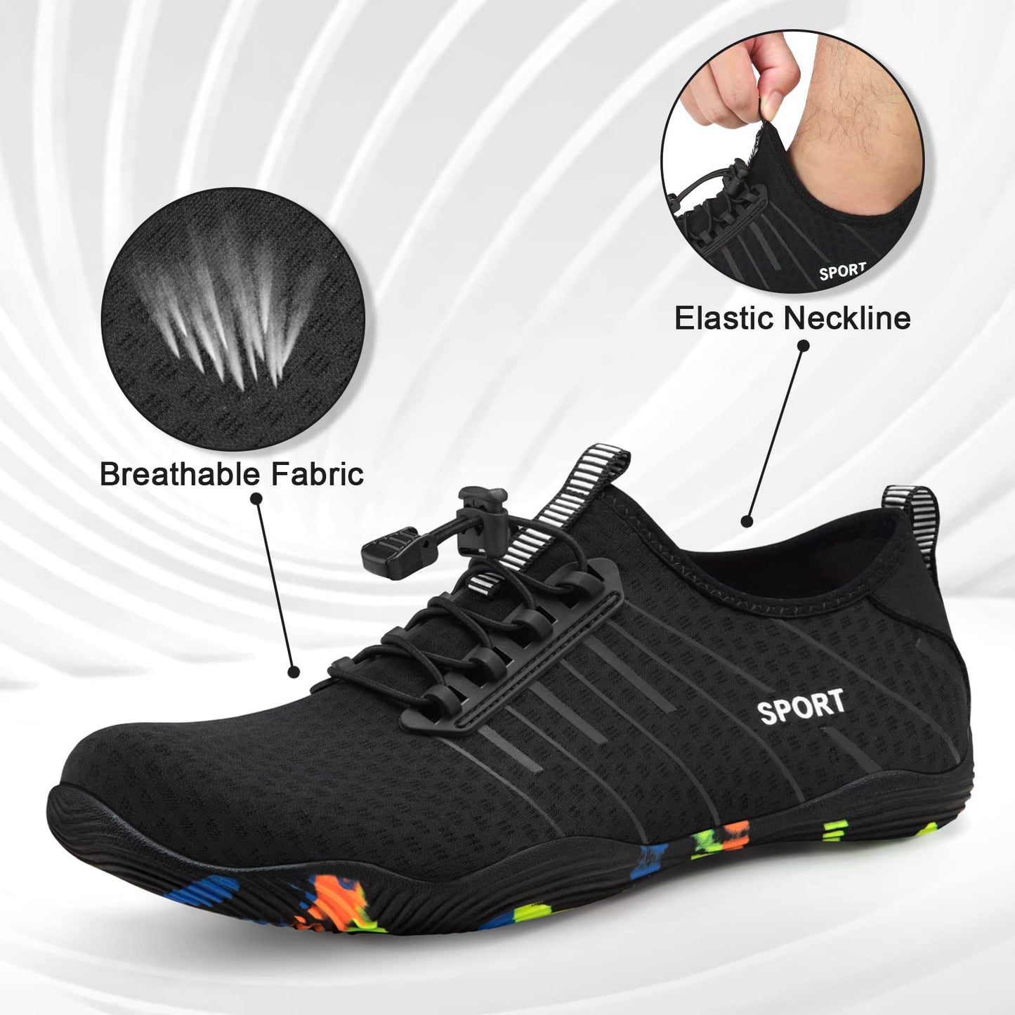 ATHMILE Water Shoes for Men Women River Shoes Adult Swim Beach Lake Pool Aqua Socks Barefoot Quick Dry for Hiking Surfing Kayaking Size