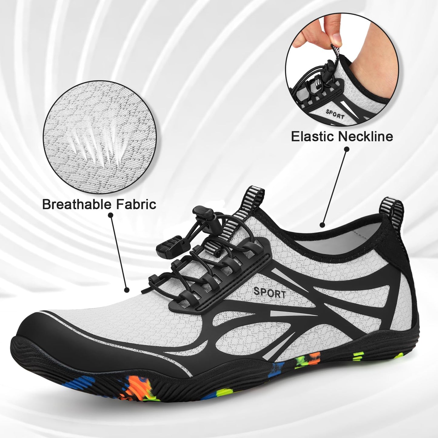 ATHMILE Water Shoes for Men Women River Shoes Adult Swim Beach Lake Pool Aqua Socks Barefoot Quick Dry for Hiking Surfing Kayaking Size