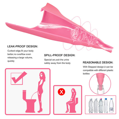 Female Urination Device,Reusable Silicone Female Urinal Foolproof Women Pee Funnel Allows Women to Pee Standing Up,Women's Urinal with Drawstring Bags is The Perfect Companion for Travel and Outdoor