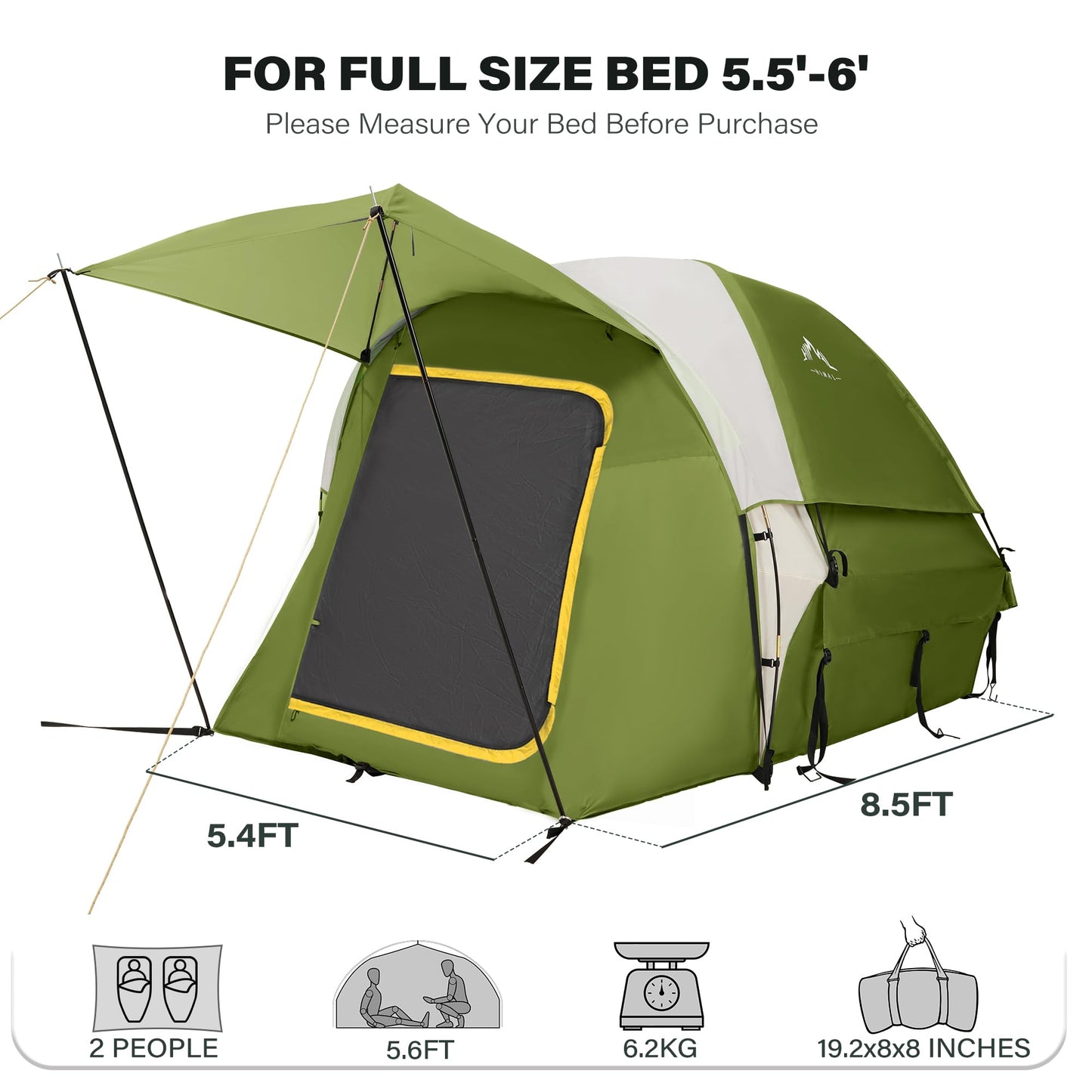 Pickup Truck Tent, Waterproof PU2000mm Double Layer for 6.5 FT Truck Bed, Portable Truck Bed Tent for Camping, Blue