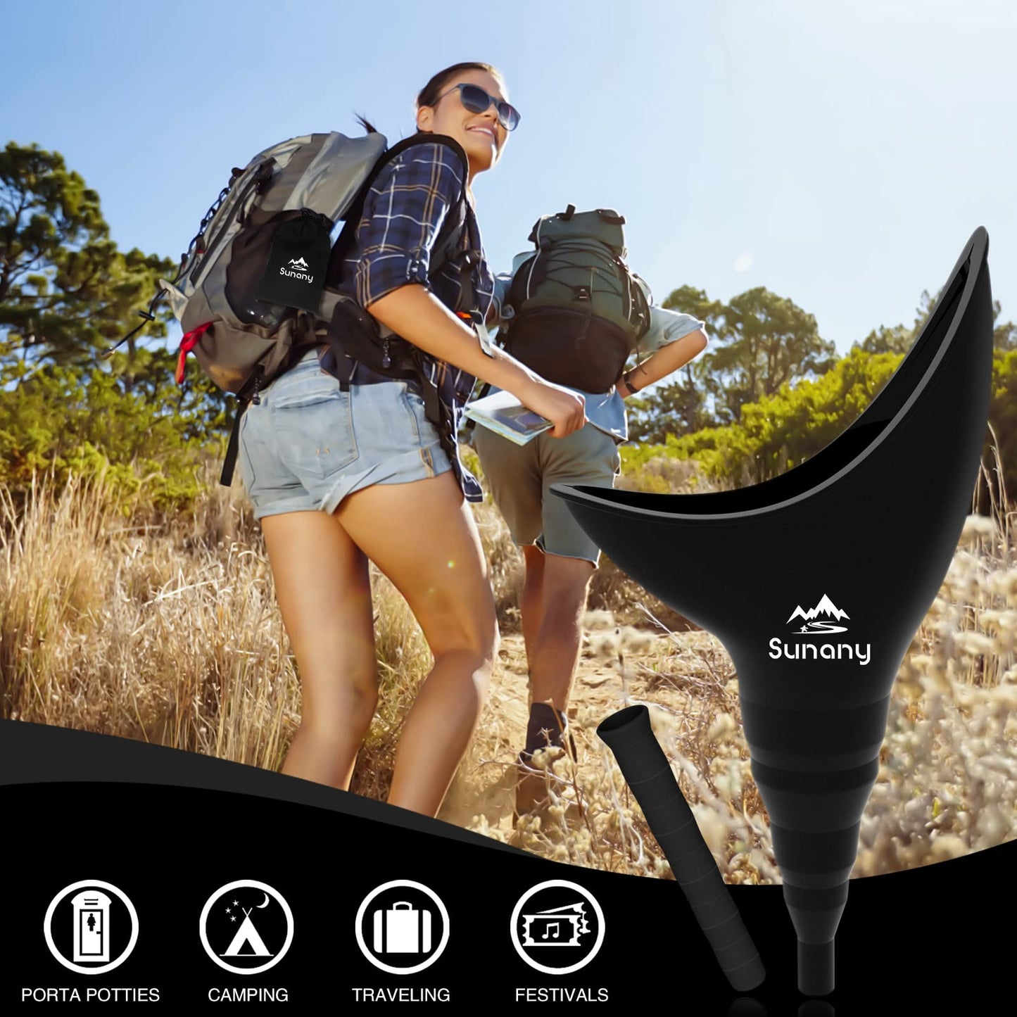 Female Urination Device,Reusable Silicone Female Urinal Foolproof Women Pee Funnel Allows Women to Pee Standing Up,Women's Urinal with Drawstring Bags is The Perfect Companion for Travel and Outdoor