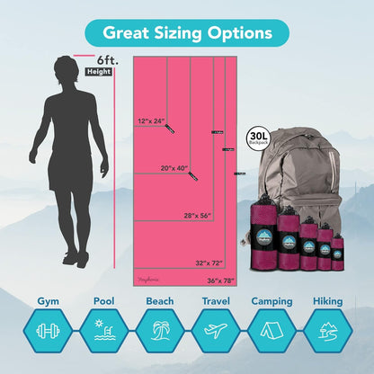 Youphoria Microfiber Travel Towel Fast Drying Lightweight - Quick Dry Towel for Camping, Beach, Backpacking, Hiking & Sport