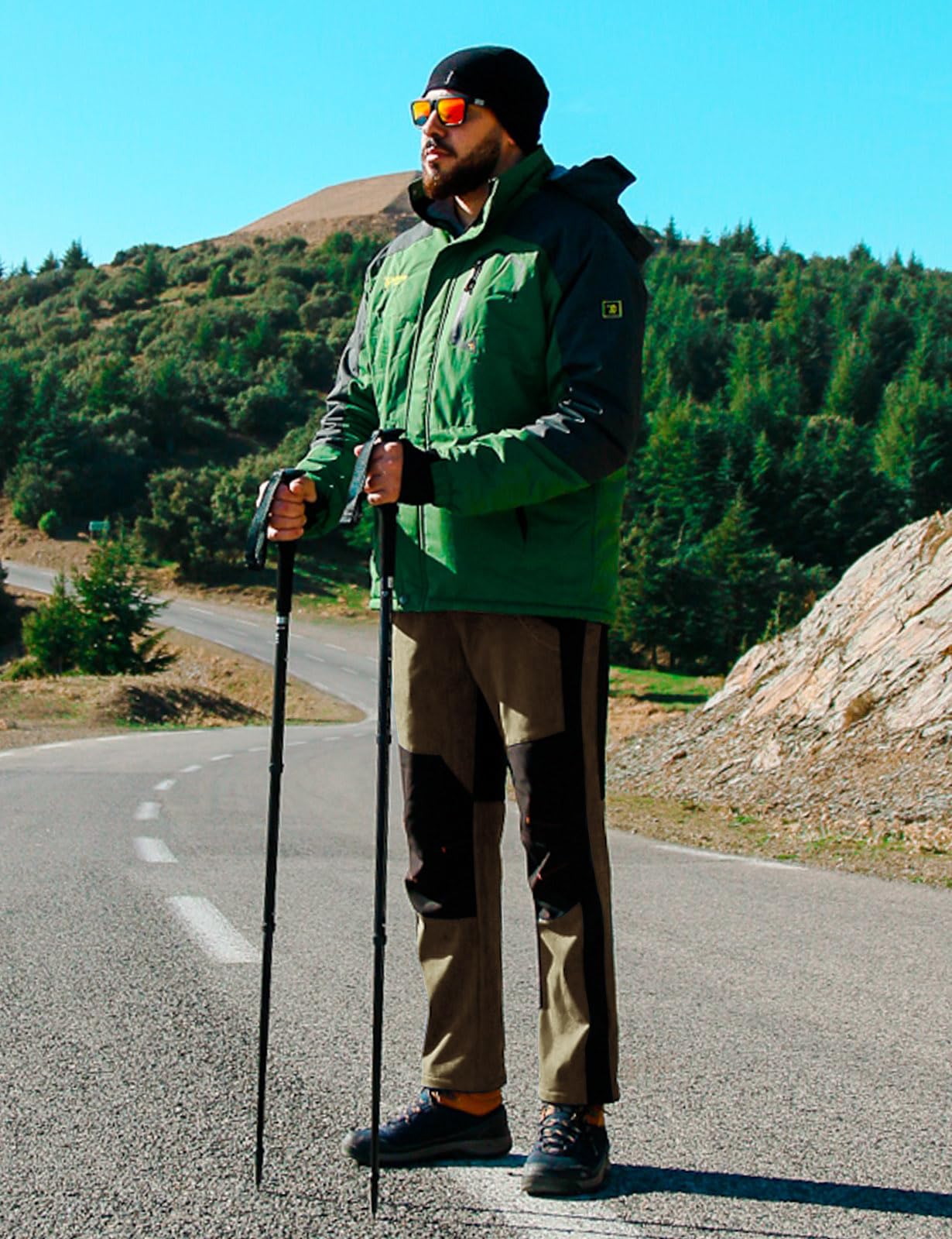 TBMPOY Men's Snow Ski Hiking Pants Waterproof Winter Fleece Lined Pants Camping Skiing Ice Fishing Pants with Belt