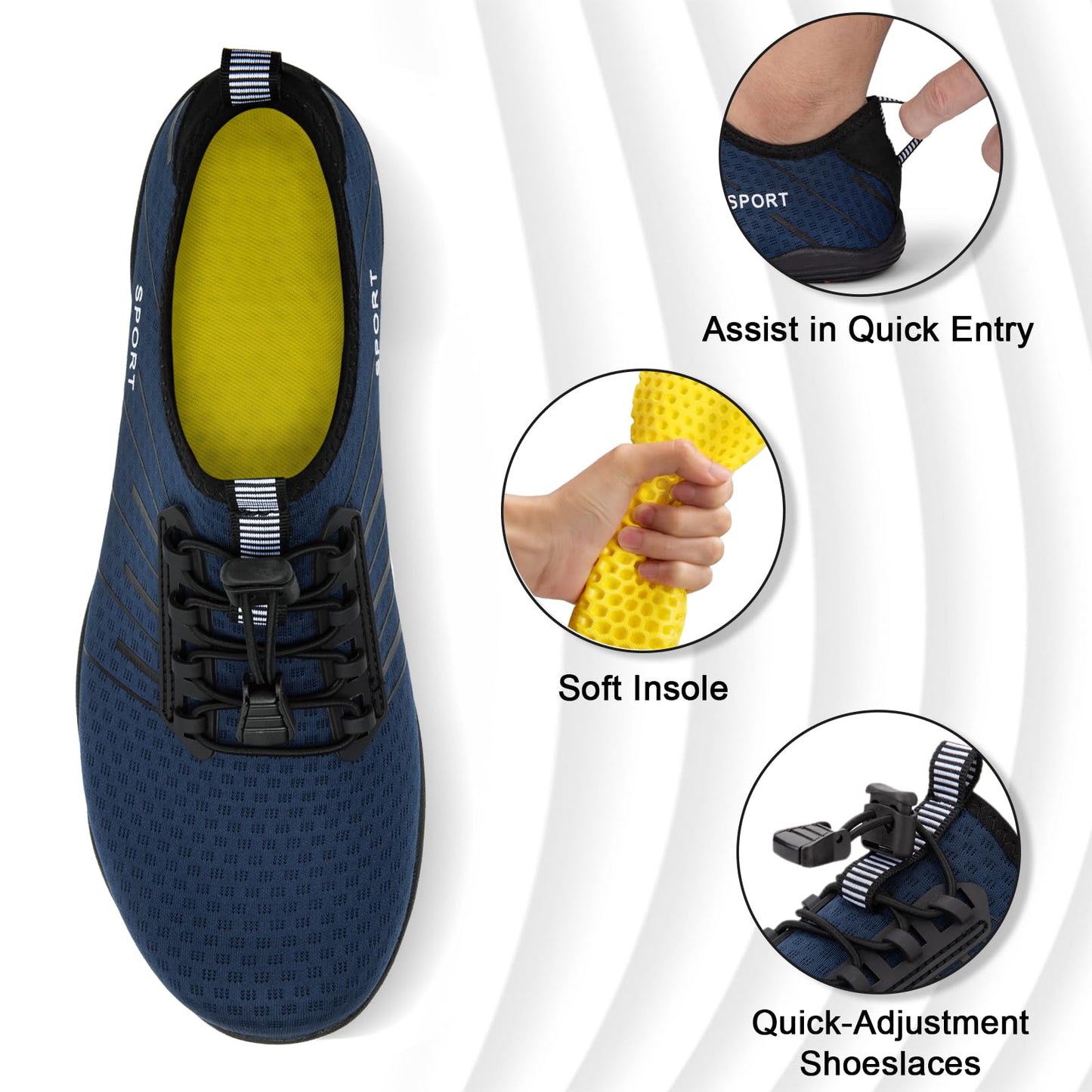 ATHMILE Water Shoes for Men Women River Shoes Adult Swim Beach Lake Pool Aqua Socks Barefoot Quick Dry for Hiking Surfing Kayaking Size