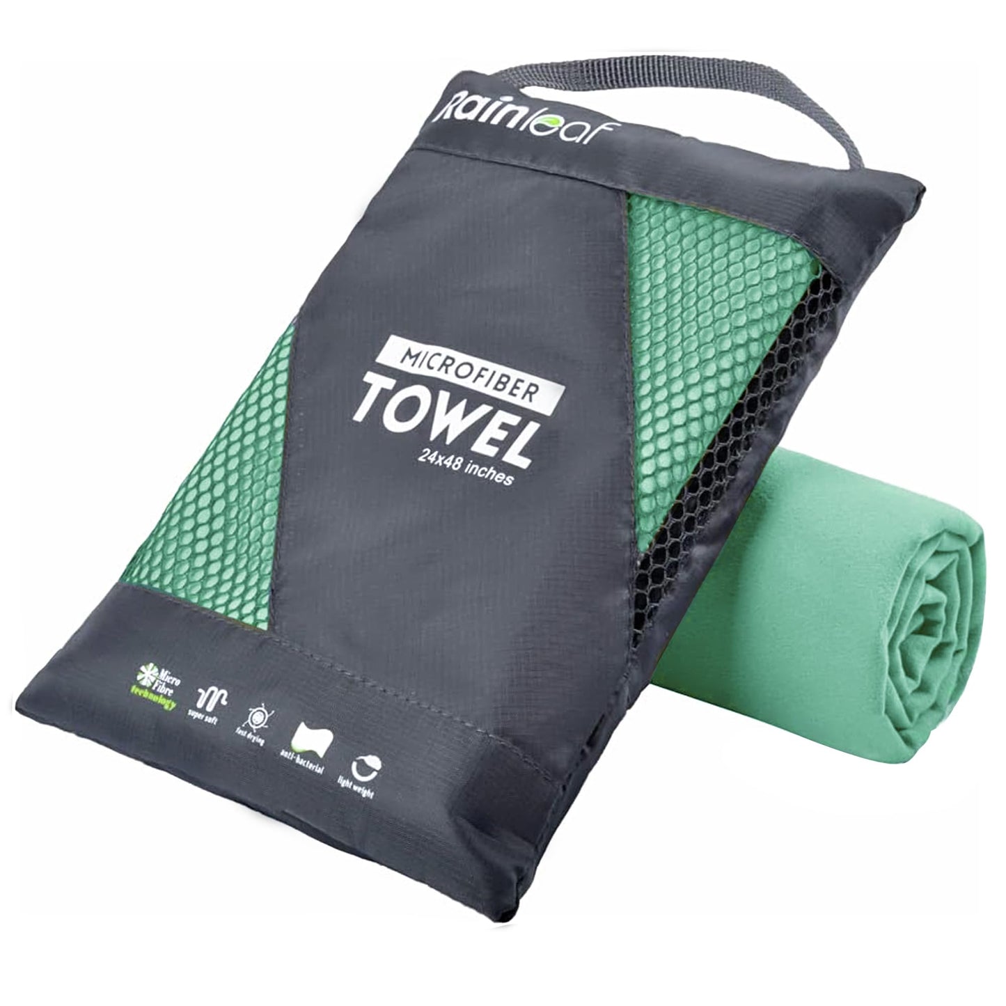 Rainleaf Microfiber Towel Perfect Travel & Gym & Camping Towel. Quick Dry - Super Absorbent - Ultra Compact - Lightweight. Suitable for Trip, Beach, Shower, Backpacking, Pool
